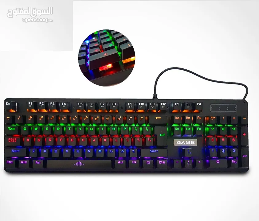 كيبورد جيمنج سلكي ميكانيكي ملون K-30 USB RGB MECHANICAL GAMING KEYBOARD BLUE SWITCH