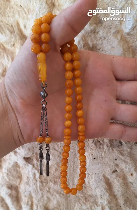 مسبحة كهرب بولوني طبيعي حر مشجر مغلف شرابة فضه أنتيك الوزن الصافي 20 غرام من دون الشرابة السعر  110د