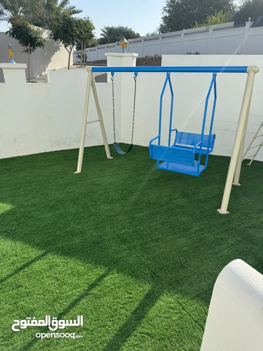 Swimming pool, swing, slide and fake grass for sale