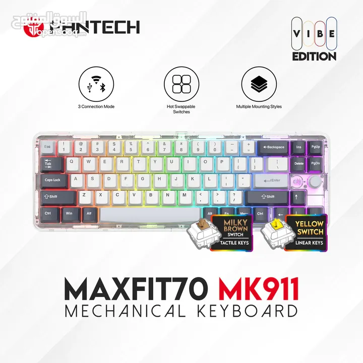 FANTECH MAXFIT70 MK911 WIRELESS 65% MECHANICAL GAMING KEYBOARD – EPIC GREYSCALE