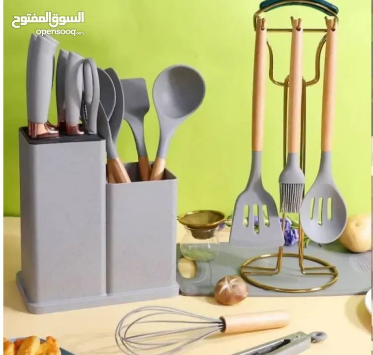 يا بلااااااااش مجموعه ملاعق طبخ متاكمله سيلكون الاصلي 19 قطعه عرض خاص