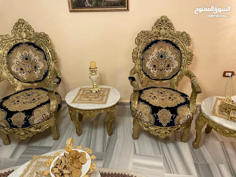 طقم كنب حفر فخم موديل كلاسيك وطقم خشب زان