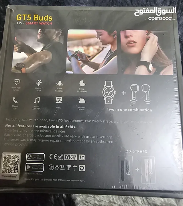 ساعة ذكية و سماعة بلوتوث للبيع جديدة gt5 buds tws smart watch . 2 in 1