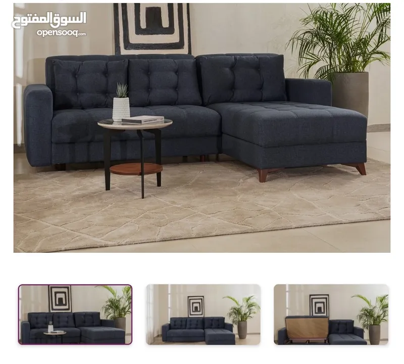 صوفا كورنر ثلاثية مع شيزلون تصبح سرير Sofa bed Corner 3 seats with storage