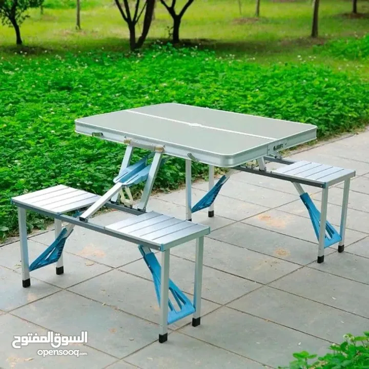 طاولة الرحلات الالمنيوم العجيبة قابلة للطي مع 4 كراسي وبأقل وشامل التوصيل