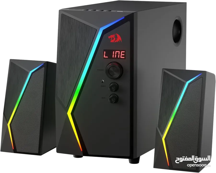Redragon GS520 PRO Computer Gaming Speakers with Subwoofer, 2.1 Channel RGB سماعات مع اضاءة صوت صح