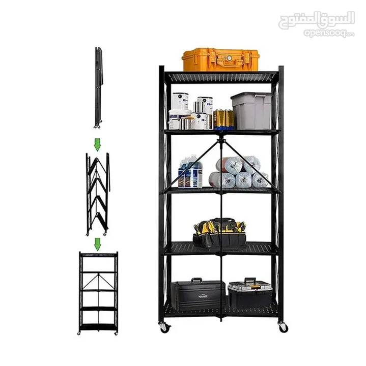 kitchen rack 5 layer foldeble can be used for put microwave oven with wheels