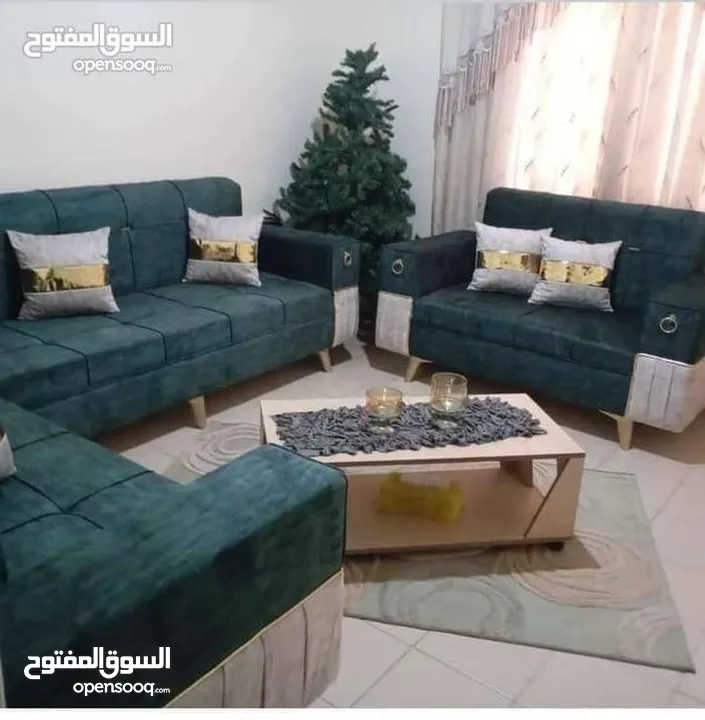 عرض خاص كورنر 9 مقاعد مع كنب مزدوجة + بفه + 7 مخدات
