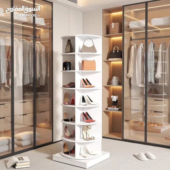 خزانة الأحذية الدوارة متعدد الطبقات – 7 طبقات   حل ذكي وأنيق لتنظيم بيتك بأسلوب عصري