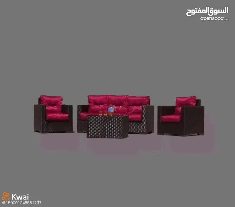 طقم رتان طقم ترس خارجي طقم كنب طقم خيزران طقم رتان بلاستك عضم خمس مقاعد+طاولة وسط