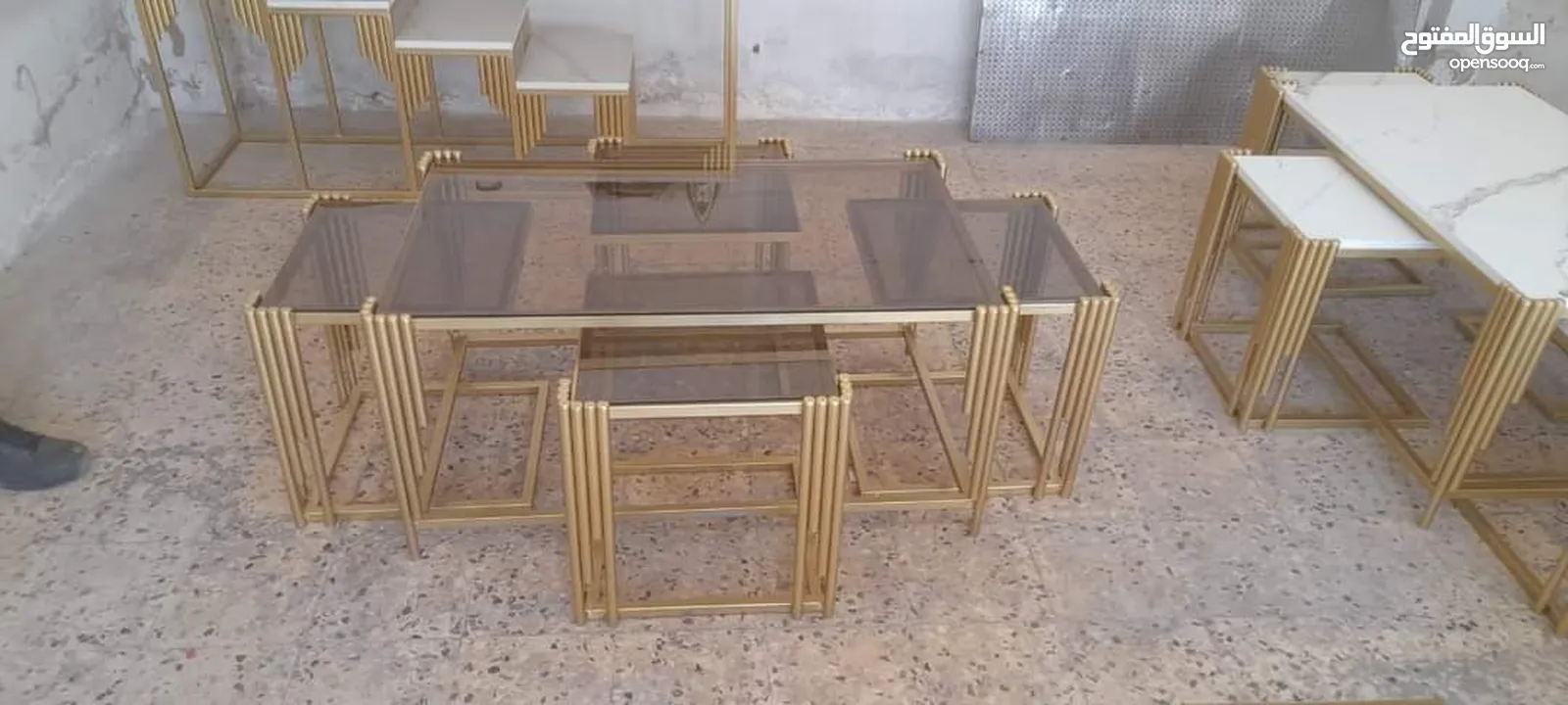 طرابيزات حديد باسعار مميزه لون ذهبي و فضي كل موديل الو سعر مختلف