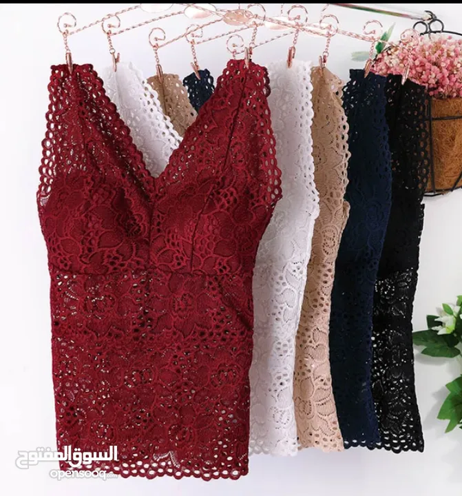 Lace flower vest with chest pad for ladies long sleeveless top available now in Oman order now