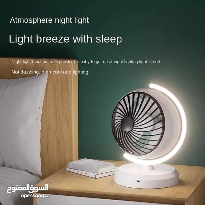 مروحة المكتب الصغيرة الشحن مع أضاءة LED