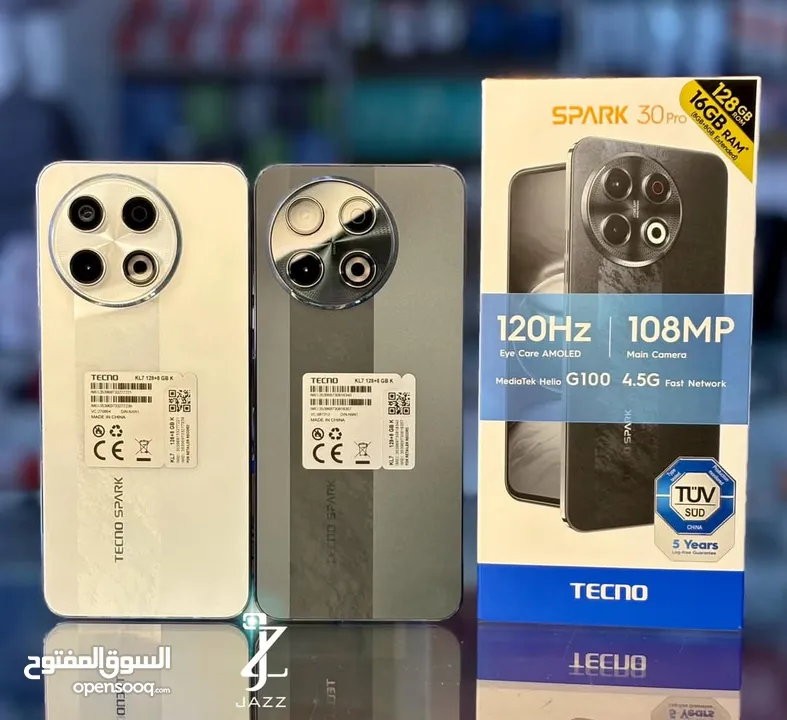 جهاز مستعمل ايام بالكرتونة Spark 30 pro رام 16 جيجا 128 و 256 مكفول بالشركة متوفر توصيل