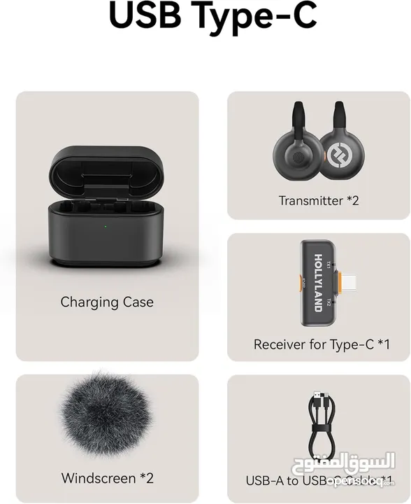 Hollyland Lark M2S Wireless Microphone with USB-C Plug ميكرفون هولي لاند تايب سي