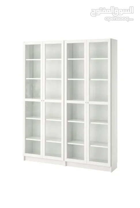 BILLY / OXBERG Bookcase, white/glass, 160x30x202 cm (63x11 3/4x79 1/2 ")