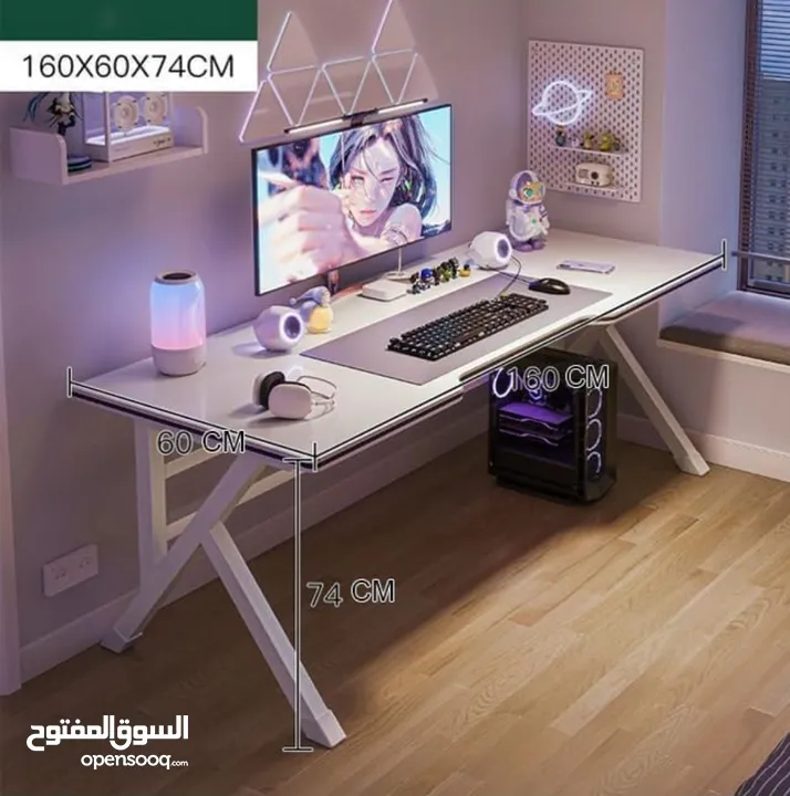 K-Shaped Sturdy Computer Desk And Gaming Table Workstation Home Office Desk 160 CM