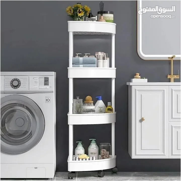 ستاند الزاوية البلاستيكي 4 طبقات  المُساعد الذكي لترتيب الحمام والمطبخ بطريقة أنيقة وموفرة للمساحة