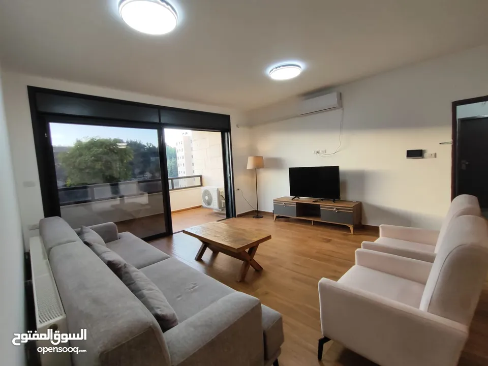 شقة جديدة مفروشة مع حديقة خاصة للإيجار – عين منجد  شارع إسكان المهندسين