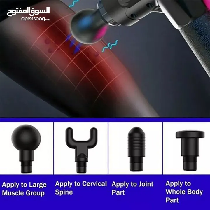 جهاز المساج شحن فرد مساج الاحترافي تدليك والاسترخاء 6 سرعات و 4 رؤوس مسدس مساج