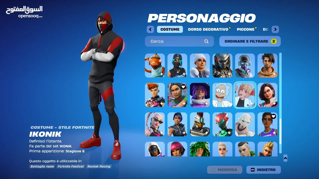 حساب فورت نايت يحتوي على سكن الآيكونك الحساب قابل للربط على جميع المنصات إكسبوكس، بلايستيشن، نينتندو