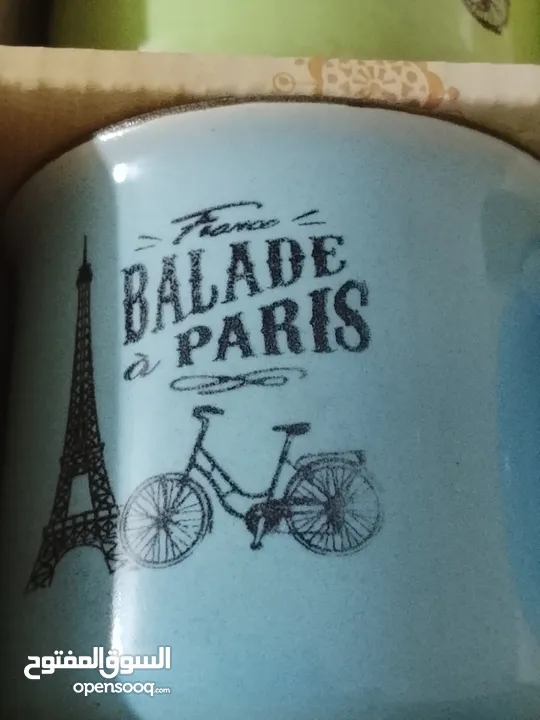 6فناجين قهوة ترند السنة فخمة أنيقة مرتبة ماركة BALADE PARIS بستة ألوان  ازرق اصفر برتقالي سكني اخضر