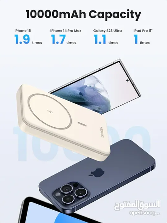 باور بانك  POWER BANK UGREEN يوجرين شحن لاسلكي مغناطيسي سريع 20 واط بسعة 10000mAh