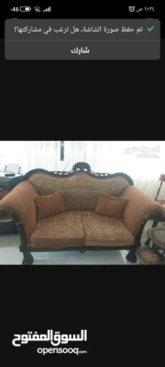 طقم كنب  خشب زان مكون من 7مقاعد  نظيف جدا بسعر مناسب