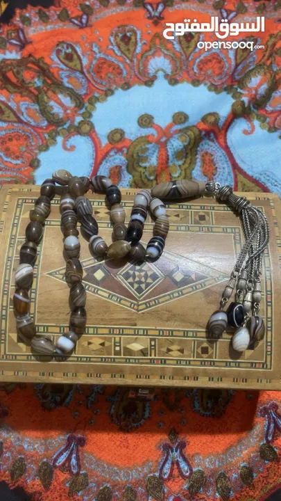 مسبحة عقيق جزع اصلي للبيع بسعر مغري10