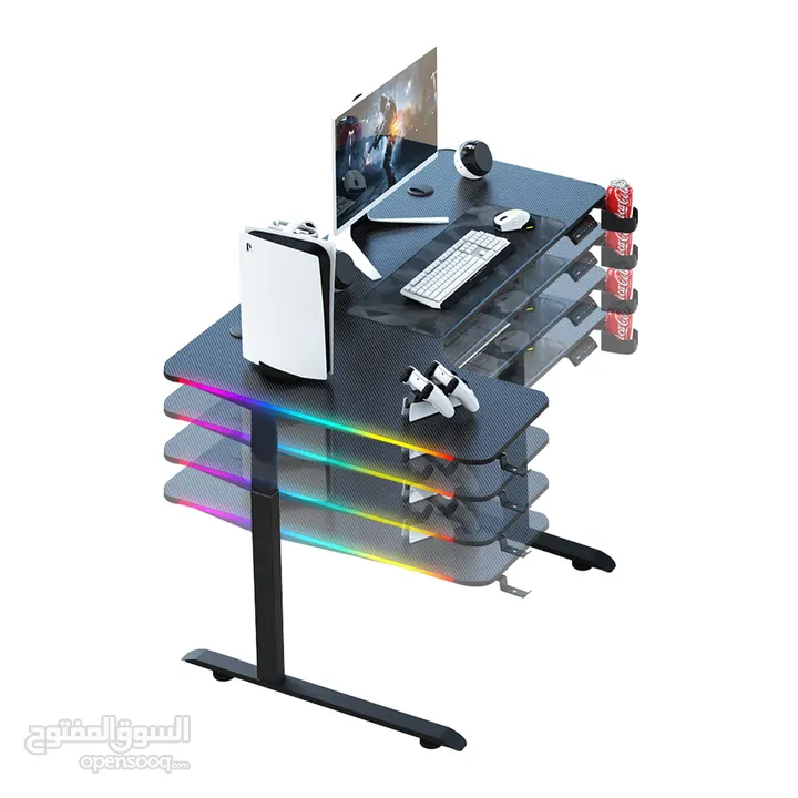 طاولة جيمنغ من براند دراغون وور مضيئة رجب DragonWar GT-015 RGB GAMING TABLE  السعر شامل التوصيل
