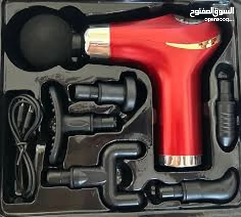 جهاز مساج Massage Gun فرد مسدس المساج الاحترافي  6 رؤوس 5 سرعات تدليك الجسم و العضلات رجاج