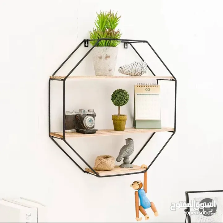 وهاي الرفوف الحديد والخشب هي اللمسة اللي بتكمل المكان بسعر 50 شيكل وكل 3 بسعر 99 شيكل مش مجرد