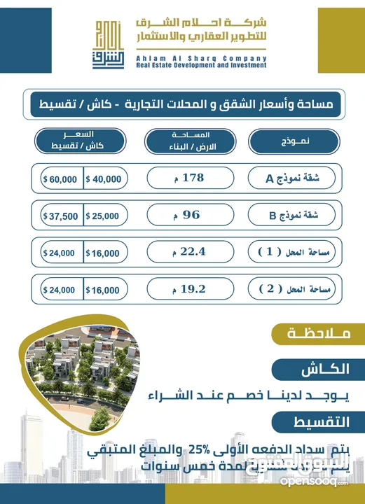 شركه احلام الشرق للتطوير العقاري  مدينة الأحلام السكنية الترفيهية مدينة بأوراق رسمية وقانونية