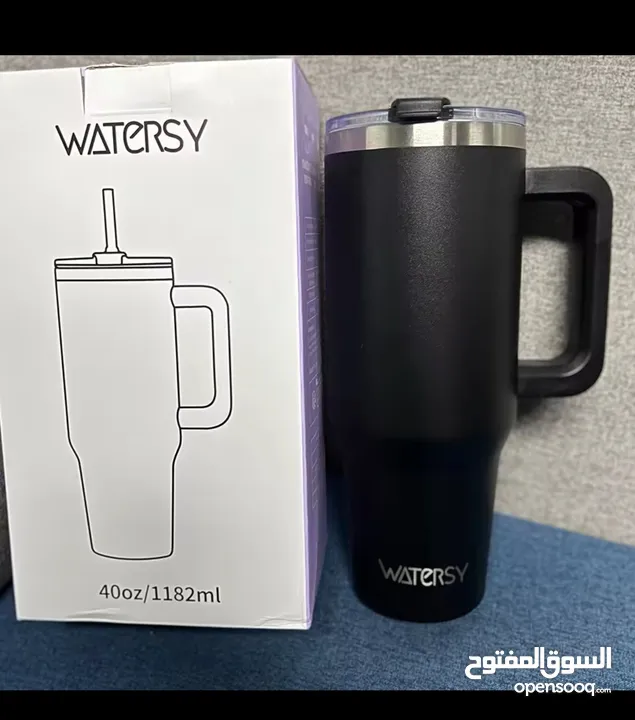 كوب حراري ستانلس ستيل 30OZ/40OZ بحجم كبير مع مقبض وغطاء