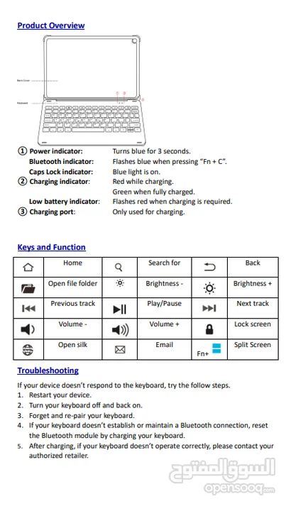 Amazon Bluetooth Keyboard with detachable case in Black, for Fire HD 10 (11th Generation) 2021 rele