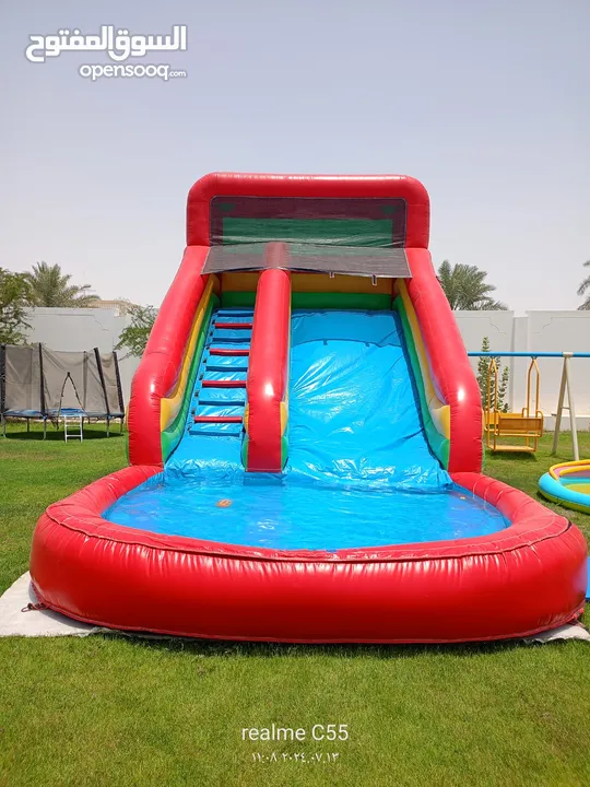 نطاطيات العاب اطفال في قطر  زحلاقية مع ارتفاع 8 متر  نطاطيات مع زحلاقيه ارتفاع 10 متر بركة السباحة