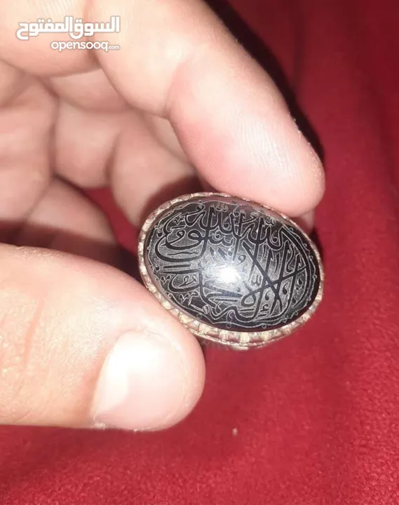 خاتم فحل فضة بحجر حديد صيني هماتيت