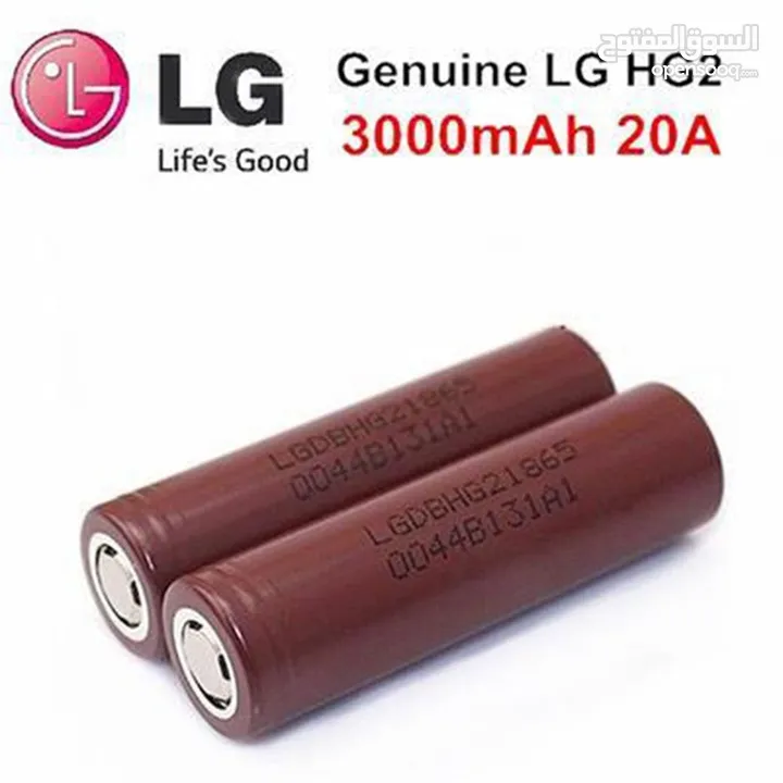 بطاريات LG اصلي ليثيوم18650  LG HG2 3.7V 3000mAh 20A Discharge Li-ion Battery