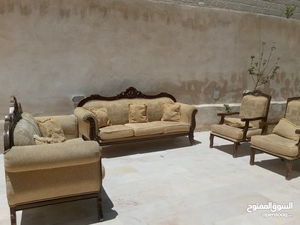 طقم كنب 7 مقاعد خشب
