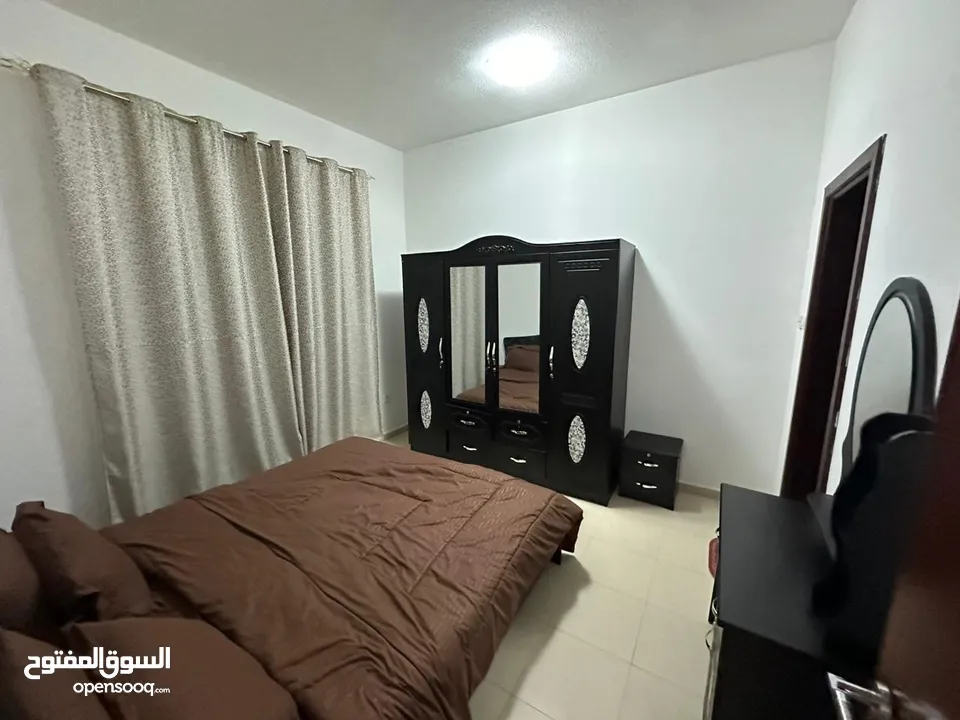 للايجار الشهري شقة غرفتين وصالة مفروشة بالكامل في عجمان شارع خليفة أبراج السيتي تاور