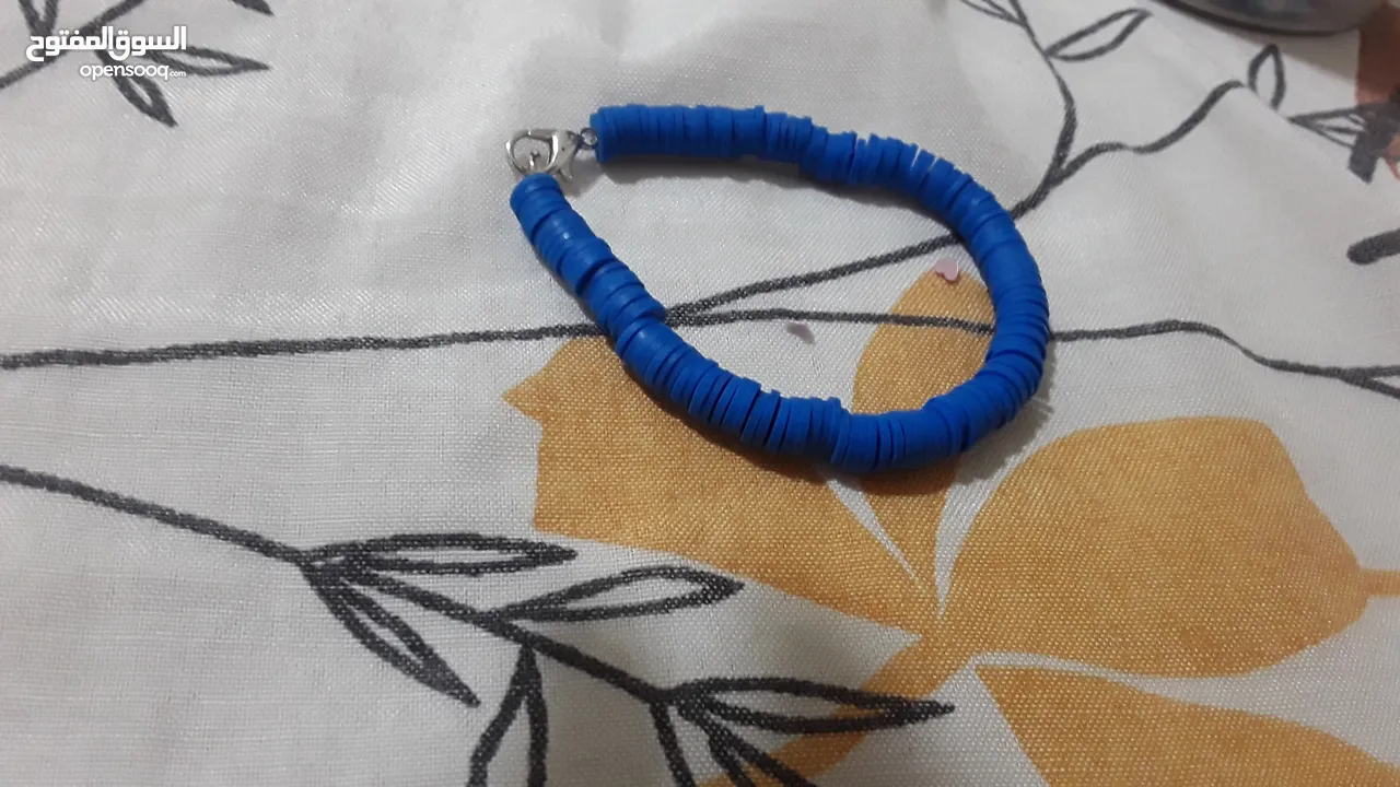 Blue clay bead bracelet