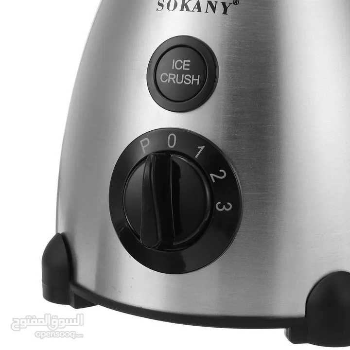 خلاط ستانلس شاف زجاج 2 في 1 خلاط Sokany مع مطحنه 1.5 لتر 3 سرعات مكسر mixer
