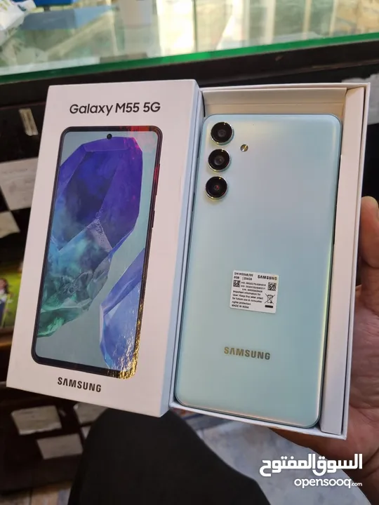 مستعمل ايام Samsung M55 5G رام 16 جيجا 256 أغراضة والكرتونه الأصلية متوفر توصيل