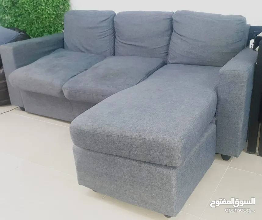 Used L' shape sofa, Bean chair & Coffee table. Salmiya '12.