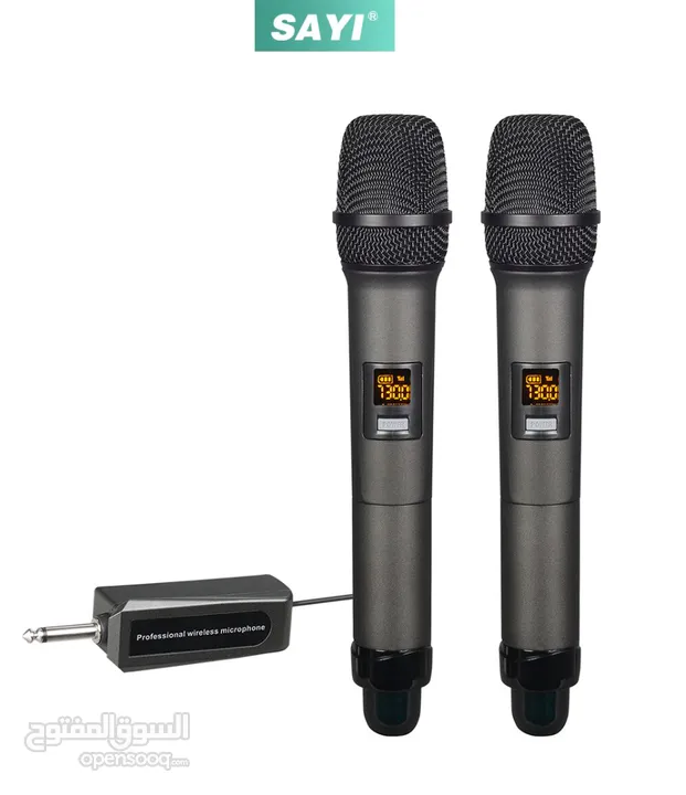 ميكرفون دبل يدوي لاسلكي W15 UHF Dual Channels Wireless Microphone Metal Handheld