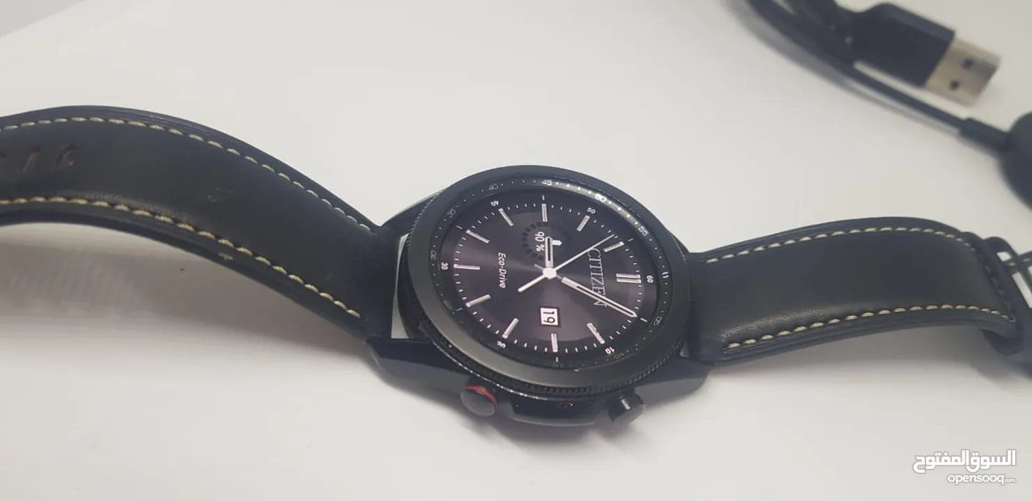 SMART WATCH SAMSUNG GALAXY WATCH 3 . SIZE 45 WITH BLACK LEATHER BAND