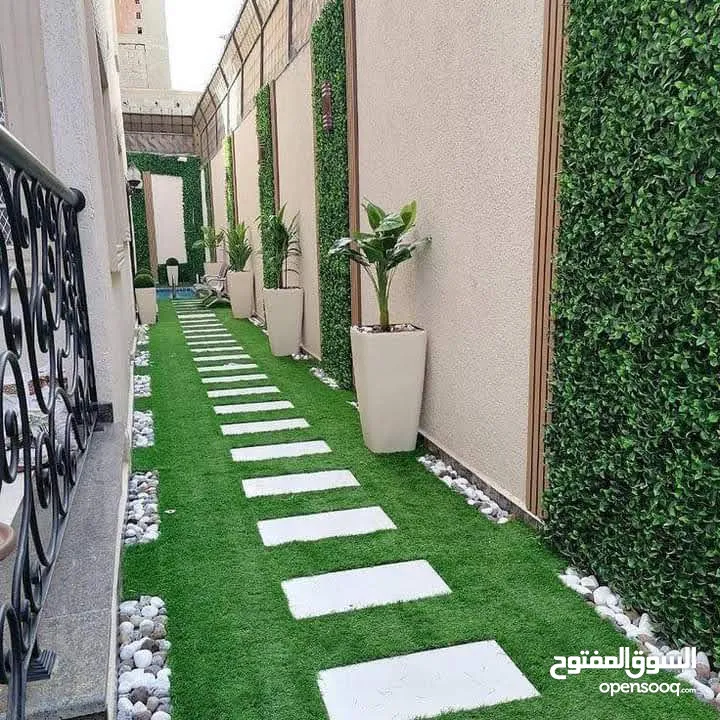 تنسيق الحدائق  نجيل بناء شلال نافورة باربكيو