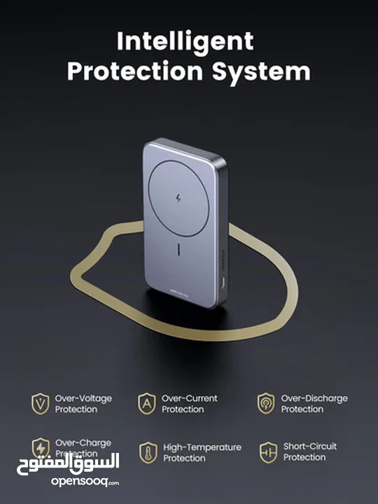 باور بانك يوجرين UGREEN POWER BANK  شحن لاسلكي مغناطيسي سريع مع حامل قابل للطي