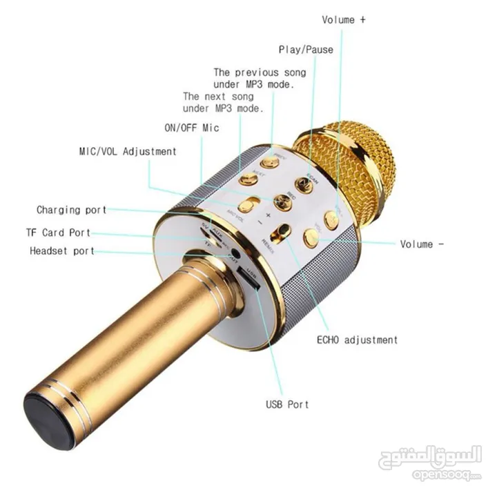 المايكرفون مع سماعه كاريوكي مكبر صوت سماعات بلوتوث راديو مايك سماعة هديه مايكرفون مكبر صوت