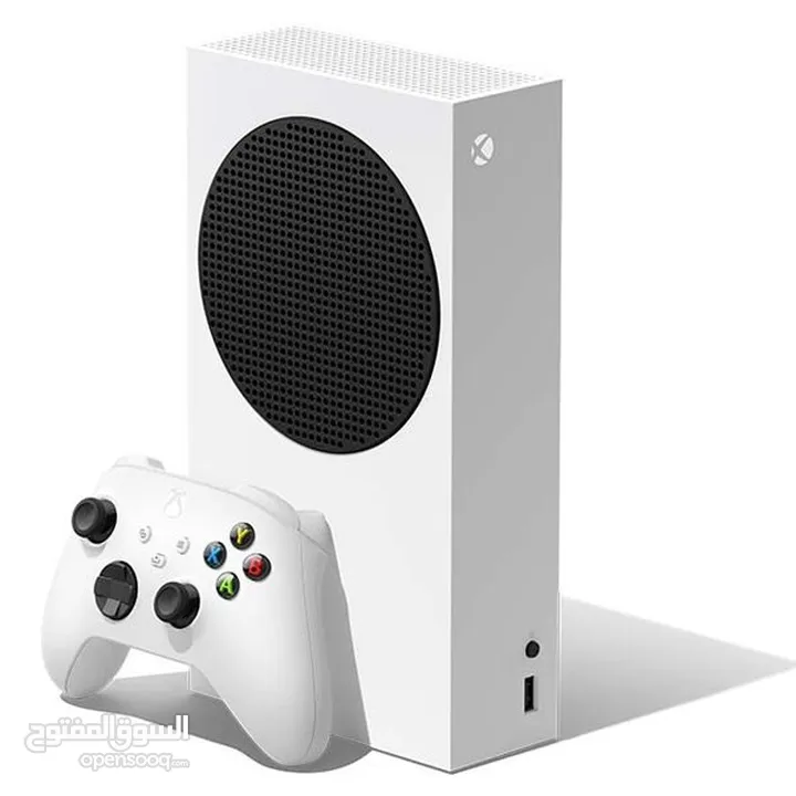 جهاز xbox series s اصليه مع يدتين اصليات وحده بلون ابيض واخرى بلون احمر
